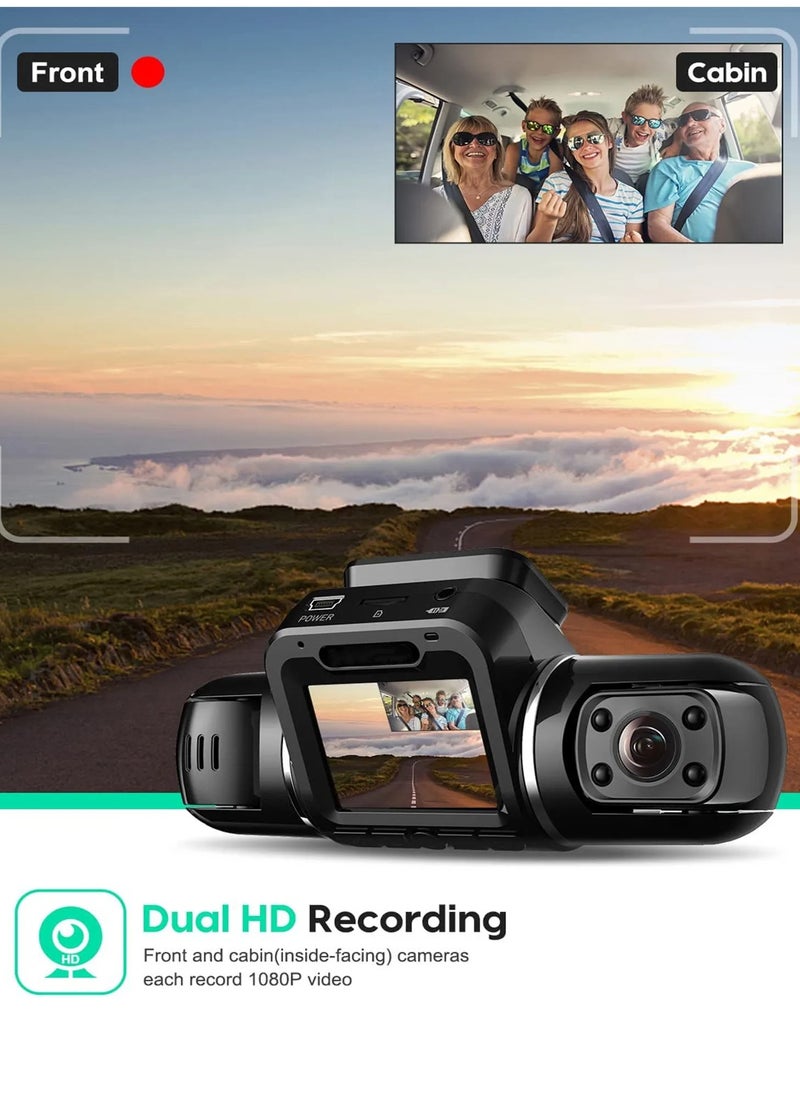 Mi VAZA - Dash Camera For Car, 360°Panoramic Car DVR 4 Infrared Led Lights Dash Camera, Mini Dashboard Camera Drive Recorder With UHD Night Vision 24h Parking, ( 1pc, Black) - Image 1