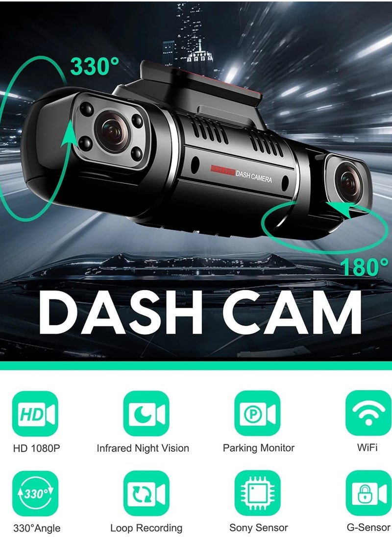 Mi VAZA - Dash Camera For Car, 360°Panoramic Car DVR 4 Infrared Led Lights Dash Camera, Mini Dashboard Camera Drive Recorder With UHD Night Vision 24h Parking, ( 1pc, Black) - Image 1