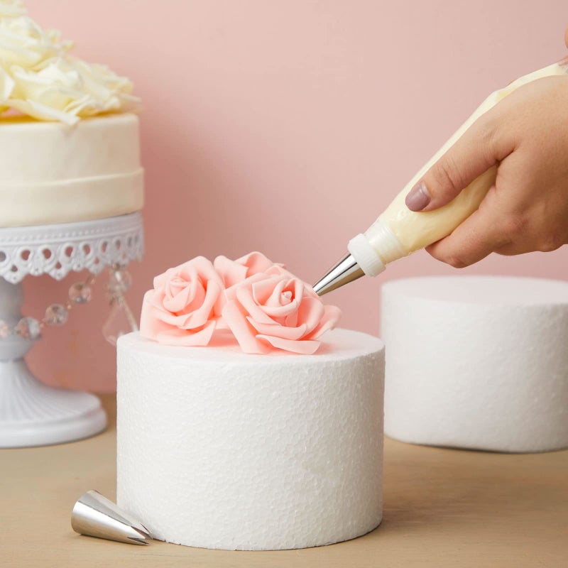 Bright Creations مجموعة برايت كرييشنز من 2 دمى كعكة مصنوعة من الرغوة، 6x4 بوصة دوائر دمى للتزيين، كعكة زفاف مزيفة - Image 2