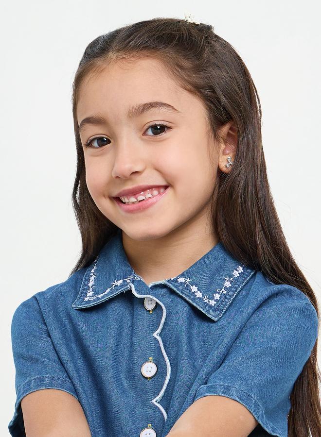 Styli Girls Embroidered Denim Shirt - Image 4