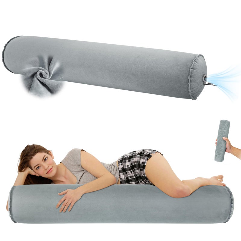 EULANT Inflatable Body Pillow for Adults,Inflatable Travel Body Pillow for Sleep,47inch Long Hug Pillow Bolster Pillow for Sleeping, Back - Image 1