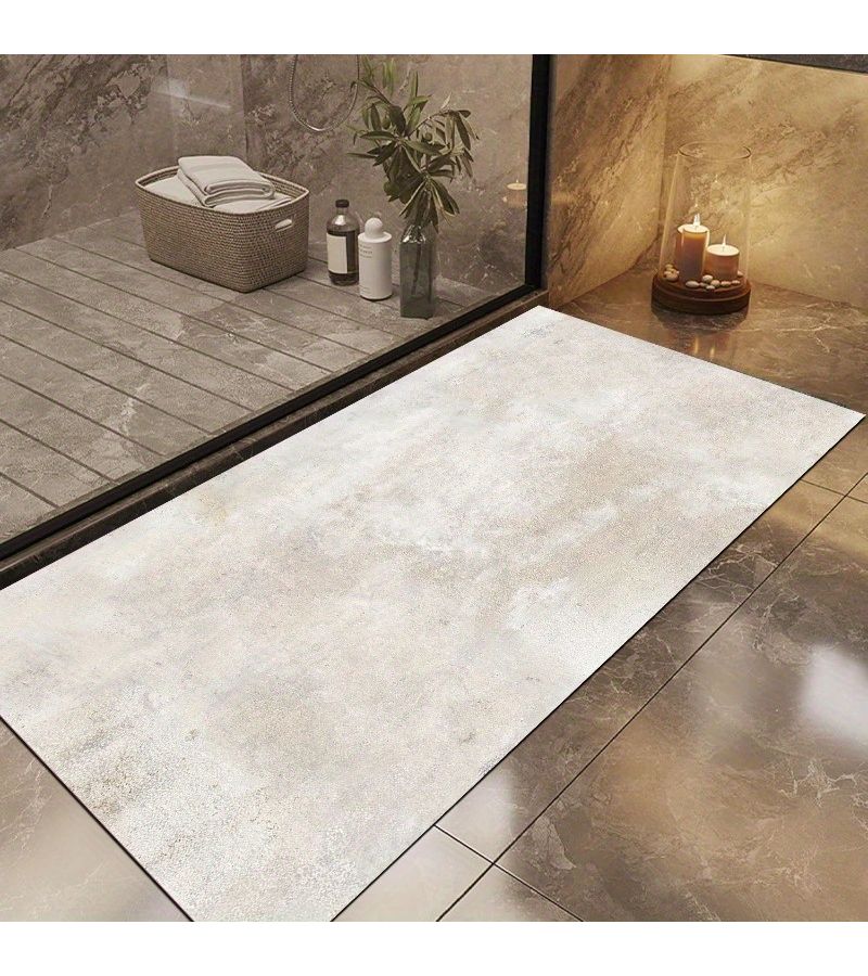 1pc Textured Light Beige Bathroom Floor Mat 50x80cm Super Absorbent Anti Slip Easy to Clean Washable Ideal for Home Kitchen Decoration Suitable for Dining Table Bedroom Bedside Laundry Room Bathroom - Image 2