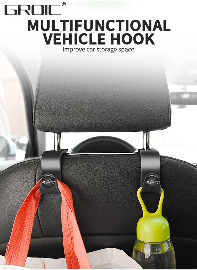 GROIC Luminous Car Seat Headrest Hook 4 Pack Hanger Storage Organizer Universal for Handbag Purse Coat Universal, Vehicle-Mounted Storage Hook  - Image 2