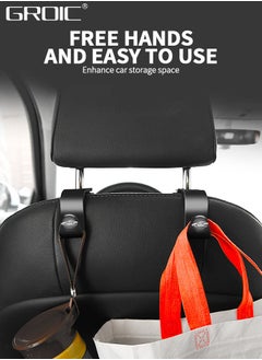 GROIC Luminous Car Seat Headrest Hook 4 Pack Hanger Storage Organizer Universal for Handbag Purse Coat Universal, Vehicle-Mounted Storage Hook  - Image 4