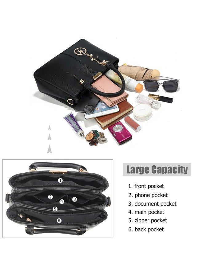 KURGOOL Purse and Handbags for Women, 3 Zip Compartments Tote Bag Designer Shoulder Purse Top Handle Satchel Bags - Image 4