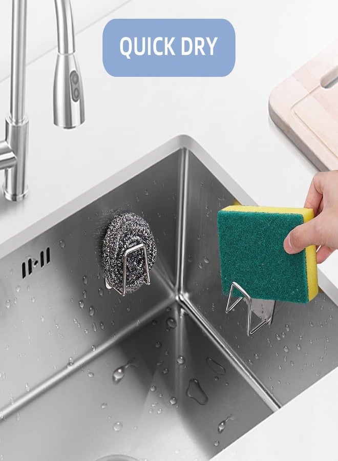 Pihuza Stainless Steel Adhesive Sponge Holder for Kitchen Sink | Waterproof Sink Caddy Organizer | Rustproof Sponge & Scrubber Rack with Strong Self Adhesive | Kitchen Accessories (Pack of 2) - Image 5