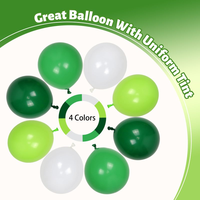 Leraqertra 60Pcs Green Balloons 12inch with Lime Dark Green and White Balloons Confetti Balloon for Themed Baby Shower Birthday Party Decorations - Image 4