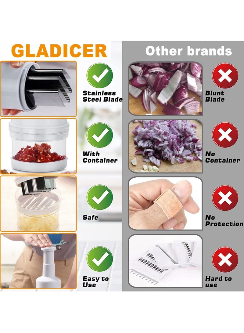 SOLARAE Food Chopper, Manual Vegetable Chopper, Fruit Chopper, Garlic Chopper, Hand Press Chopper for Onion, Garlic, Nut, Manual Food Chopper for Kitchen, Dishwasher Safe (White) - Image 3