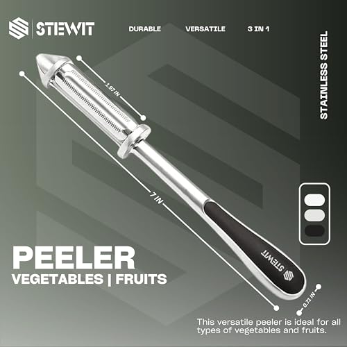 Stewit 3in1 Vegetable Peeler Fruit Peeler for Kitchen Multipurpose Peeler Versatile Vegetable Peelers for Salad Preparation (Peeler) - Image 2