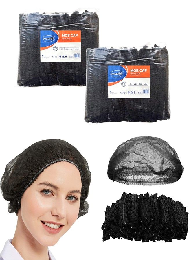 Gesalife Disposable Shower Caps Non Woven Mob Hair Net 19 Inch Black Pack of 200 Pcs - Image 1