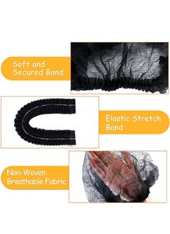Gesalife Disposable Shower Caps Non Woven Mob Hair Net 19 Inch Black Pack of 200 Pcs  - Image 3