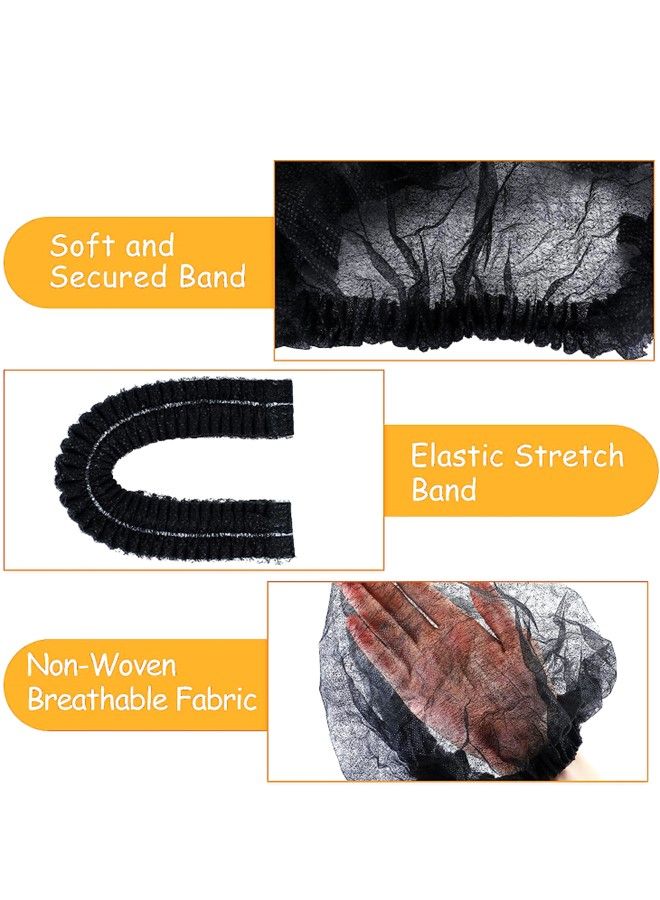 Gesalife Disposable Shower Caps Non Woven Mob Hair Net 19 Inch Black Pack of 200 Pcs - Image 3