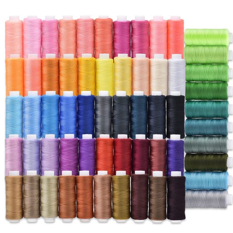 Sewing Threads Kits All Purpose 60 Color Spools Polyester Thread Quilting Thread Assortment for Hand Machine Sewing Embroidery 60 Color