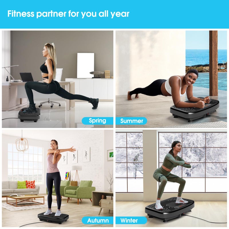 SoftGym Vibration Plate Exercise Machine for Lymphatic Drainage,Power Vibrate Stand Shake Board 450 Lbs Capacity Whole Body Workout Waver with Resistance Bands Weight Loss Gifts for Women Men-Cherry - Image 5