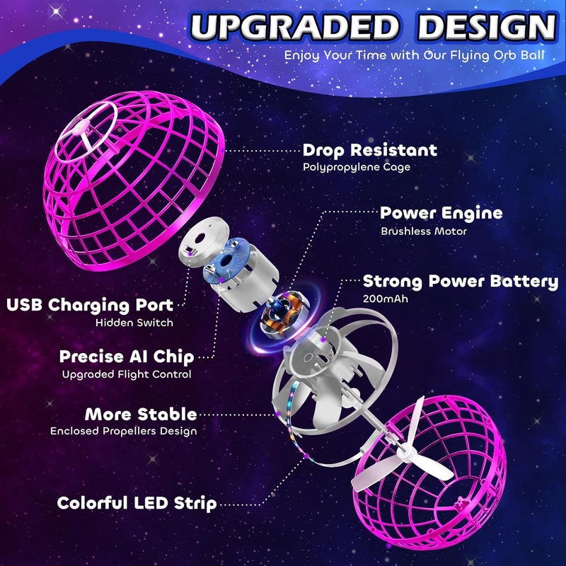 Tikduck Flying Orb Ball 2026 Toys Soaring Hover Boomerang Spinner Hand Controlled Mini Drone Cosmic Globe Spinning Kids Outdoor Fly Toy Birthday Gift Cool Stuff for Boys Girls 6 7 8 9 10+ Year Old - Image 4