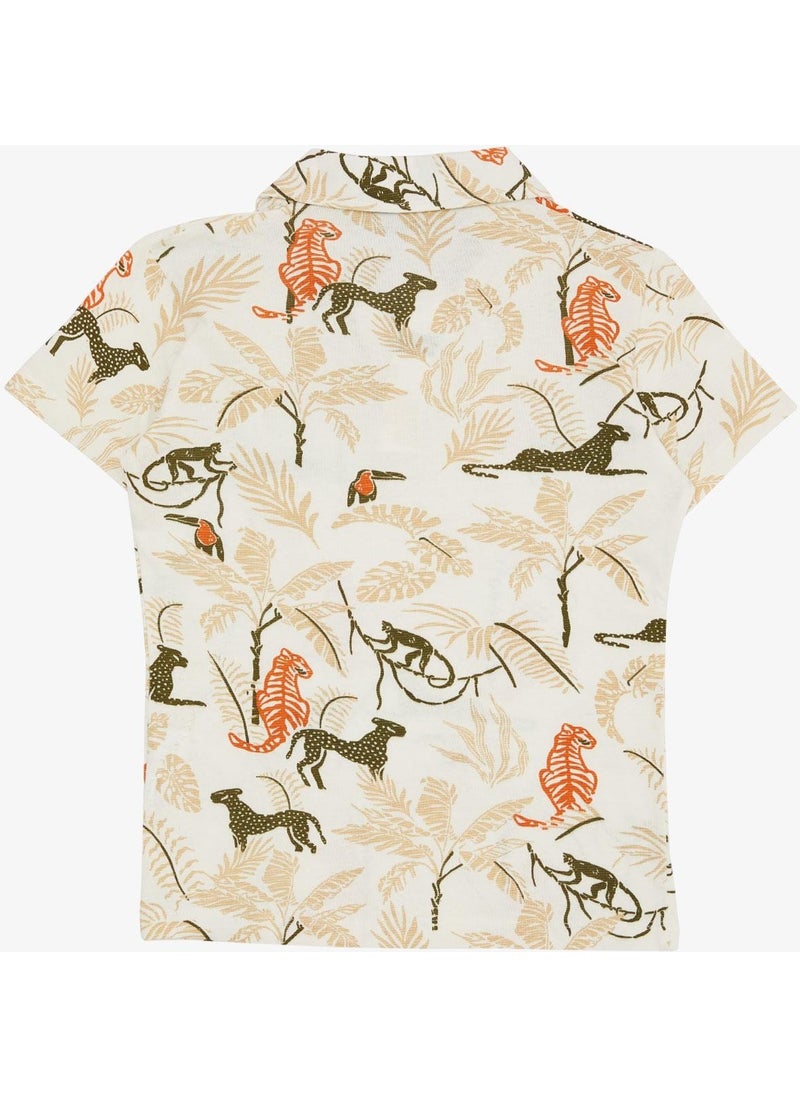 Jack Lions Boy's T-Shirt Forest Themed Animal Patterned Age 5-14, Cream  - Image 2