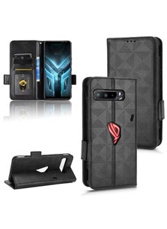 HuHa Case Cover For Asus ROG Phone 3 Strix / 3 ZS661KL Symmetrical Triangle Leather Phone Case Black 