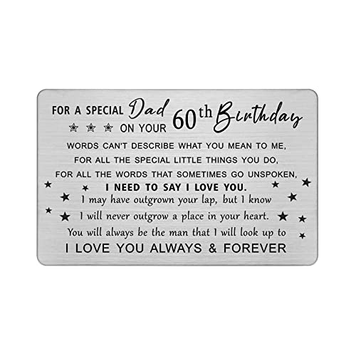 DEGASKEN Dad 60th Birthday Card - Happy 60 Year Old Bday Gifts for Dad - Personalized Engraved Wallet Card - Image 1