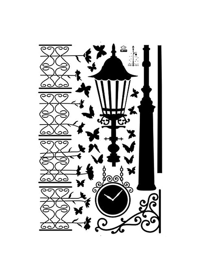 erorex Black Butterfly Street Lamp Wall Sticker Removable Pattern Decoration Wall Paper