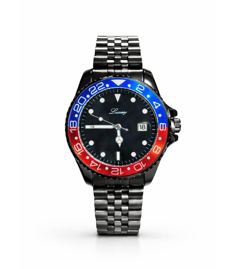 Pepsi men's waterproof wristwatch, classic and high quality, - black strap with black dial