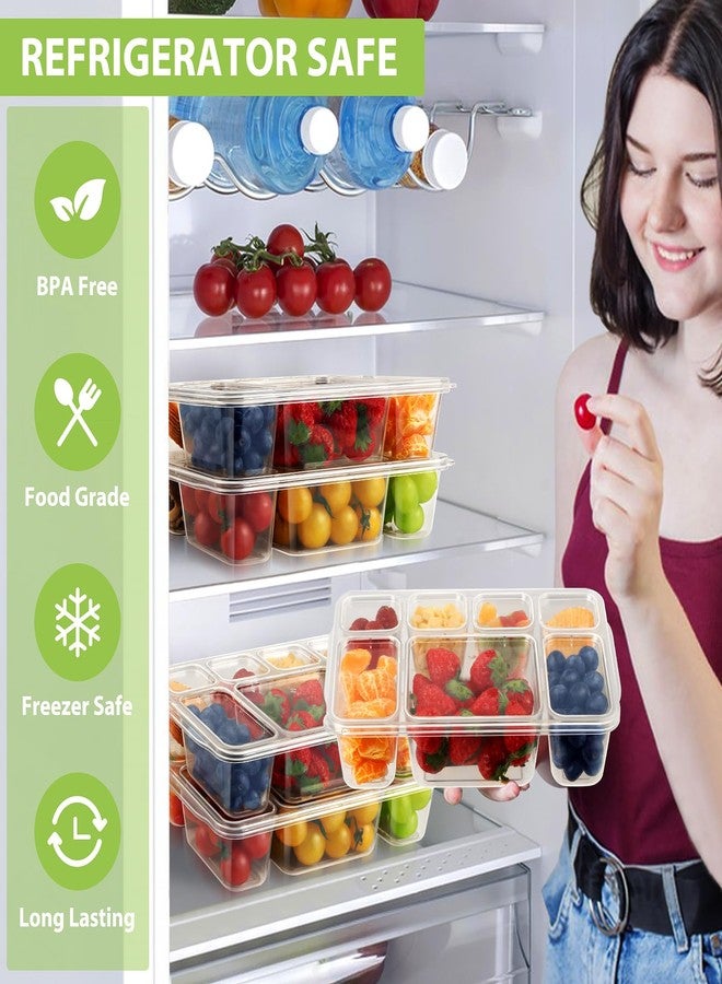 Freshmage علبة وجبات خفيفة من فريش ماج - عبوة من قطعتين، صينية تقديم مقسمة إلى 7 أقسام مع غطاء، علب وجبات خفيفة شفافة محمولة للحلوى والفواكه والمكسرات والوجبات الخفيفة - مثالية للسفر والحفلات والنزهات - Image 4