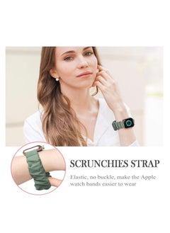 RiZOW RiZOW Scrunchie Printed Elastic Solo Loop Bracelet Replacement Bands Compatible With Apple iWatch Band 7/6/5/4/3/2/1/SE for Women 38mm/40mm/41mm, Pine Green  - Image 3