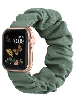 RiZOW RiZOW Scrunchie Printed Elastic Solo Loop Bracelet Replacement Bands Compatible With Apple iWatch Band 7/6/5/4/3/2/1/SE for Women 38mm/40mm/41mm, Pine Green  - Image 1
