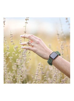 RiZOW RiZOW Scrunchie Printed Elastic Solo Loop Bracelet Replacement Bands Compatible With Apple iWatch Band 7/6/5/4/3/2/1/SE for Women 38mm/40mm/41mm, Pine Green  - Image 2