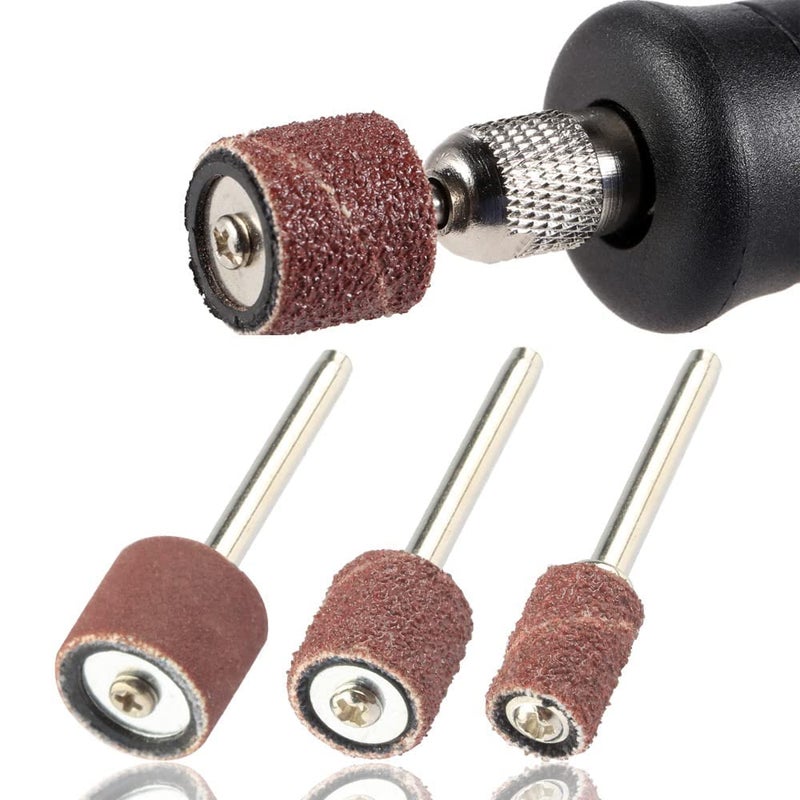 Yakamoz 132Pcs Sanding Drums Kit, 80 120 180 Grit Sanding Bands Mini Drum Sander Sleeves with 3mm Shank Drum Sanding Mandrels for Drill Dog Nail Grinder fits Dremel Rotary Tools - Image 3