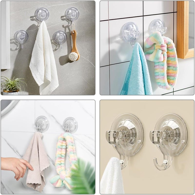 4pcs Strong Suction Cup Hooks for Bathroom and Kitchen Wall Heavy Duty Suction Hooks with No Drilling for Shower and Tile Surfaces - Image 3