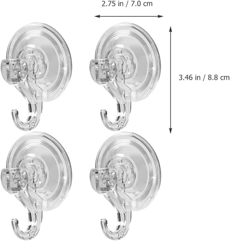 4pcs Strong Suction Cup Hooks for Bathroom and Kitchen Wall Heavy Duty Suction Hooks with No Drilling for Shower and Tile Surfaces - Image 2