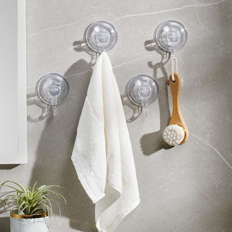 4pcs Strong Suction Cup Hooks for Bathroom and Kitchen Wall Heavy Duty Suction Hooks with No Drilling for Shower and Tile Surfaces - Image 4