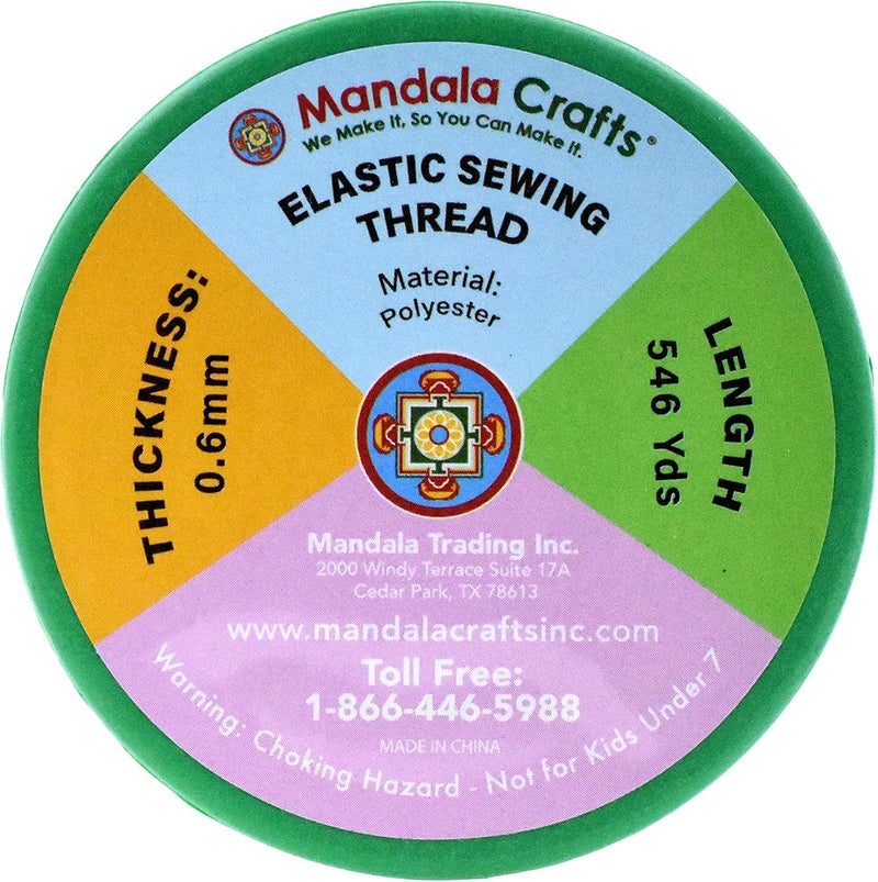 Mandala Crafts White Shirring Elastic Thread for Sewing, Knitting, Smocking, and DIY Crafts - 546 Yards 0.6mm Fine Thin Stretch Thread for Sewing Machines - Image 3