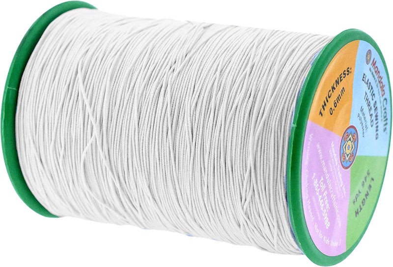 Mandala Crafts White Shirring Elastic Thread for Sewing, Knitting, Smocking, and DIY Crafts - 546 Yards 0.6mm Fine Thin Stretch Thread for Sewing Machines - Image 2