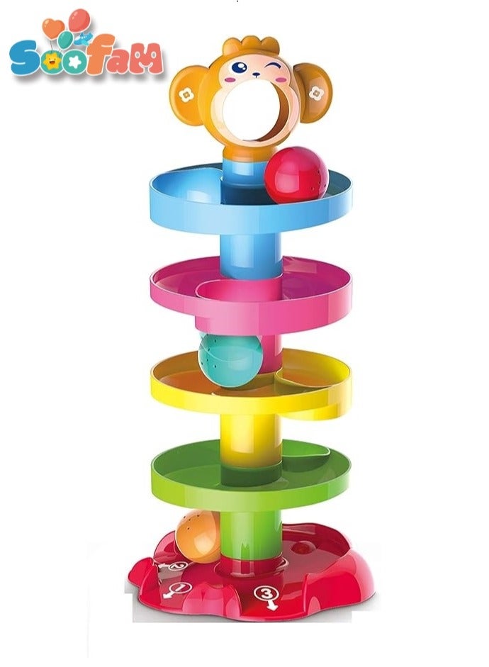 Soofam Playmate Super Spiral Tower Roll Ball Multicolored Durable And Sturdy For Kids Toy,Learning Tower Toys - Image 2
