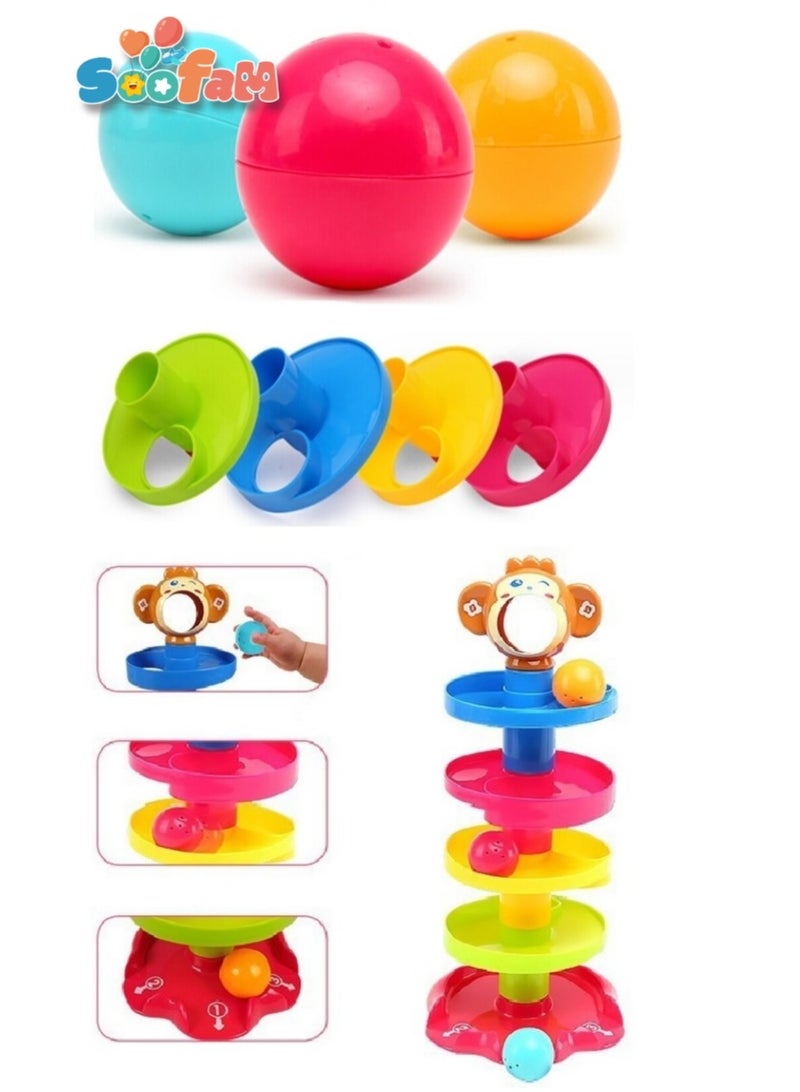 Soofam Playmate Super Spiral Tower Roll Ball Multicolored Durable And Sturdy For Kids Toy,Learning Tower Toys - Image 3