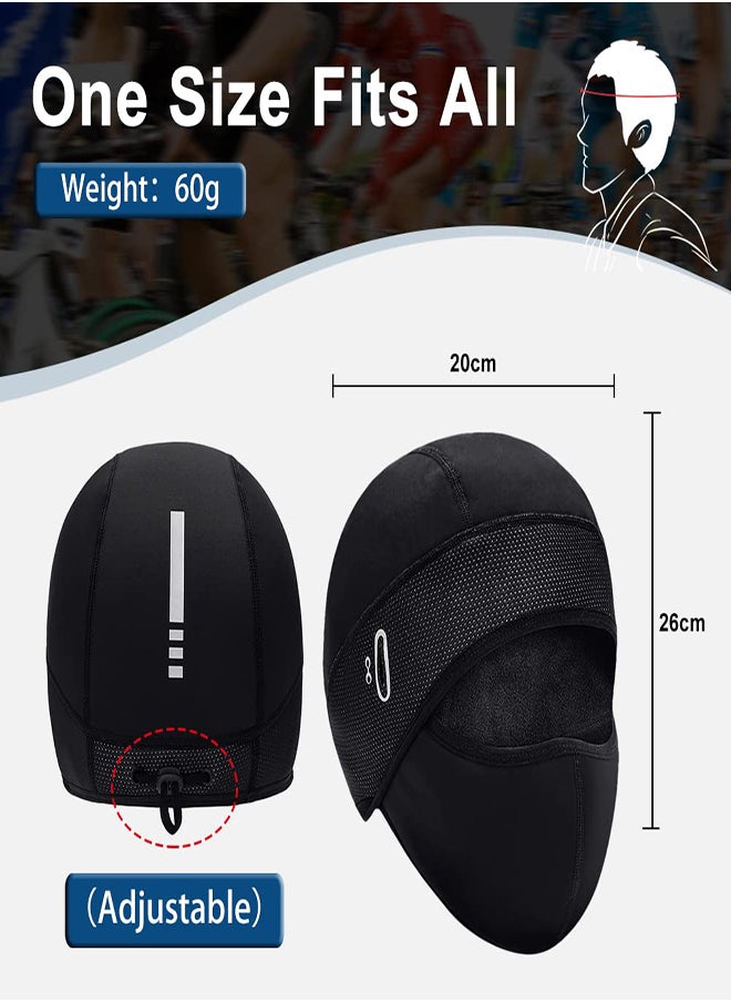 SYOSI - Winter Cycling Caps Under Helmet Thermal Fleece Beanie Hat with Face Cover for Men and Women Waterproof Windproof Cycle Skull Cap Ski Cap Balaclava Mask Bike Bicycle Helmet Liner for Sports - Image 1