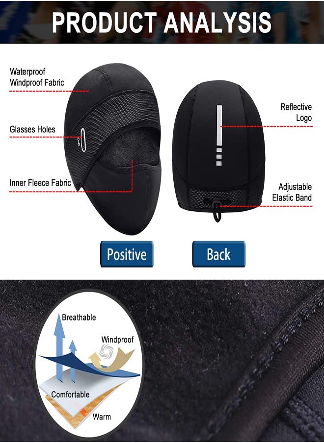 SYOSI - Winter Cycling Caps Under Helmet Thermal Fleece Beanie Hat with Face Cover for Men and Women Waterproof Windproof Cycle Skull Cap Ski Cap Balaclava Mask Bike Bicycle Helmet Liner for Sports - Image 1