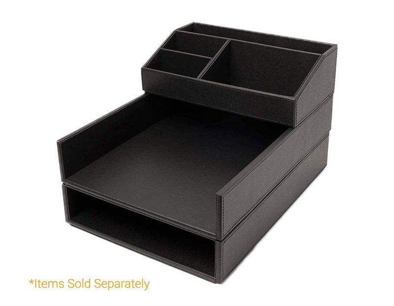 Castle Armory Leatherette Desk Organizer Caddy - Clutter Organizer for Office, Home, Personal, Employee Office Supplies and Accessories (All-in-one Organizer - Stackable) - Image 2