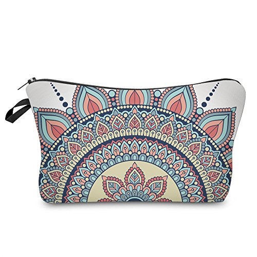Deanfun Cosmetic Bag for Women, Mandala Flowers Waterproof Makeup Bags Roomy Toiletry Pouch Travel Accessories Gifts (50965) - Image 1