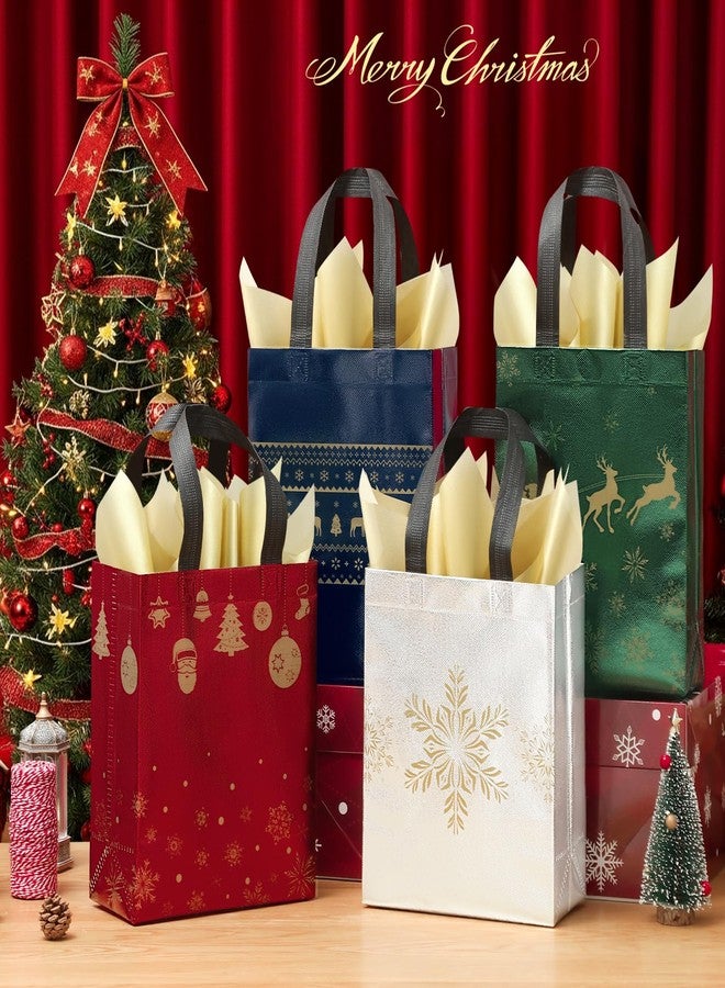 STYPOP 32 Pack 10" Christmas Gift Bags Medium Size with Tissue Paper, Reusable Non-Woven Christmas Tote Bags with Handles, Perfect for Holiday Gift Wrap/Party Favor Supplies, 10.2" × 8.3" × 4" - Image 2