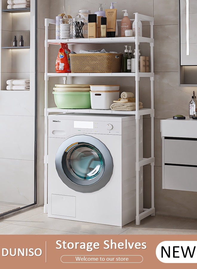Over the Washing Machine Storage Rack, 3-Tiers Drum Washer Dryer Stand Shelves, Space Saving Bathroom Balcony Organizer Rack,Large Capacity Laundry Shelf for Home, Hotel