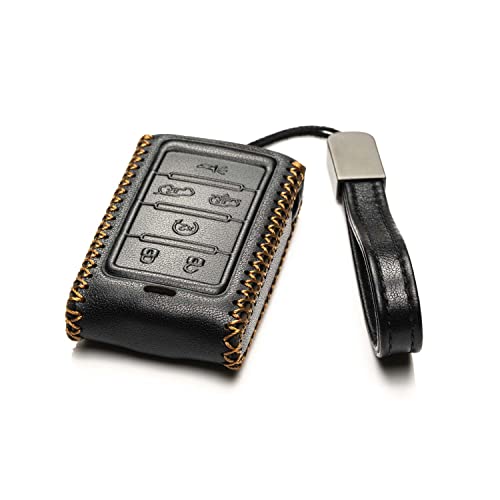 Vitodeco Genuine Leather Smart Key Fob Case - Jeep Compatible: Wagoneer, Grand Wagoneer, Grand Cherokee 2022-2025 (6-Button, Black) - Image 2