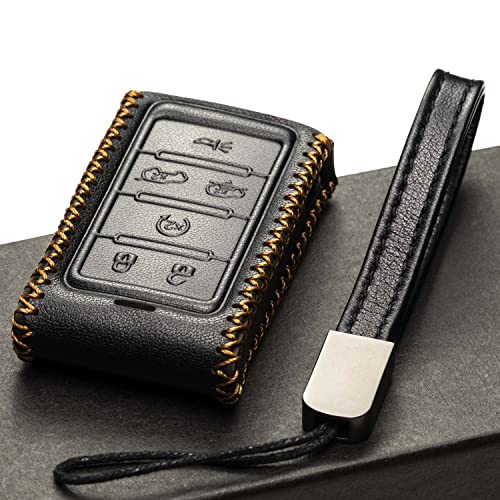 Vitodeco Genuine Leather Smart Key Fob Case - Jeep Compatible: Wagoneer, Grand Wagoneer, Grand Cherokee 2022-2025 (6-Button, Black) - Image 5