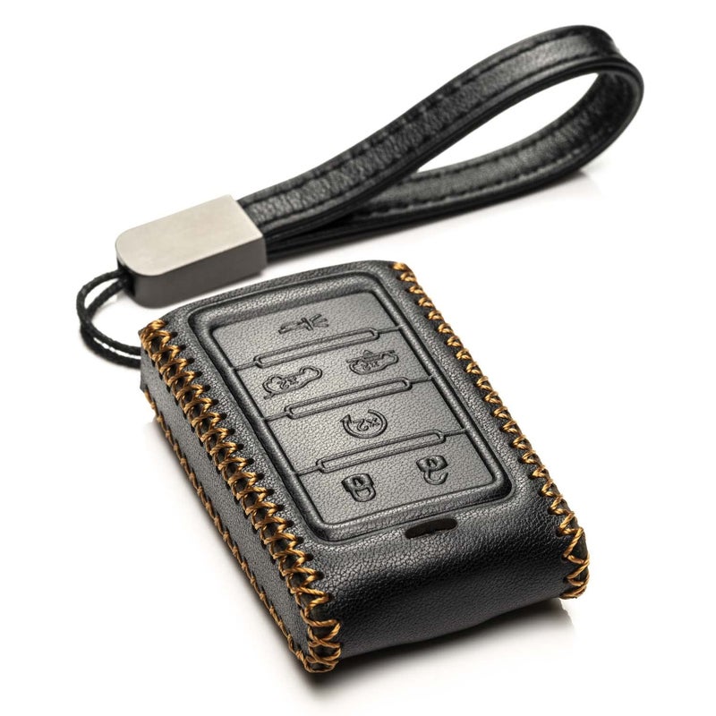 Vitodeco Genuine Leather Smart Key Fob Case - Jeep Compatible: Wagoneer, Grand Wagoneer, Grand Cherokee 2022-2025 (6-Button, Black) - Image 4