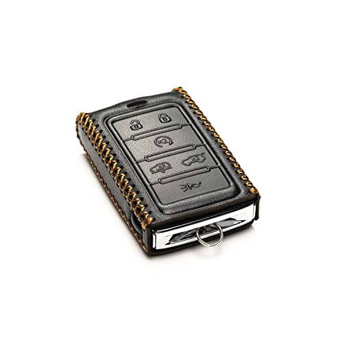 Vitodeco Genuine Leather Smart Key Fob Case - Jeep Compatible: Wagoneer, Grand Wagoneer, Grand Cherokee 2022-2025 (6-Button, Black) - Image 3