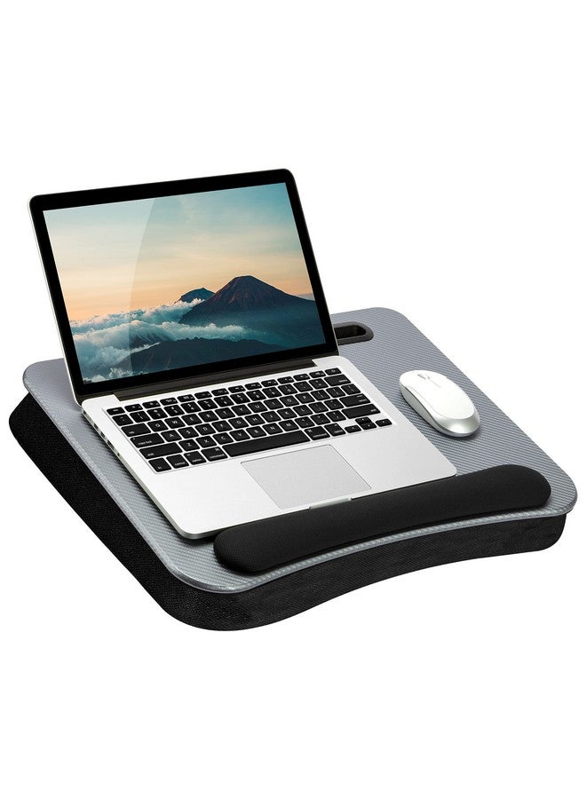 LAPGEAR Memory Foam Lap Desk with Wrist Rest and Media Slot - Large - Silver Carbon - Fits up to 17.3 Inch Laptops and Most Tablets - Style No. 91365 - Image 1
