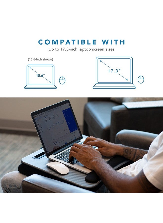 LAPGEAR Memory Foam Lap Desk with Wrist Rest and Media Slot - Large - Silver Carbon - Fits up to 17.3 Inch Laptops and Most Tablets - Style No. 91365 - Image 3