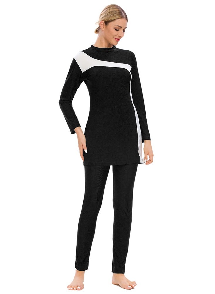 إسكدنيا 3 Piece Patchwork Conservative Beach Swimsuit Black - Image 1