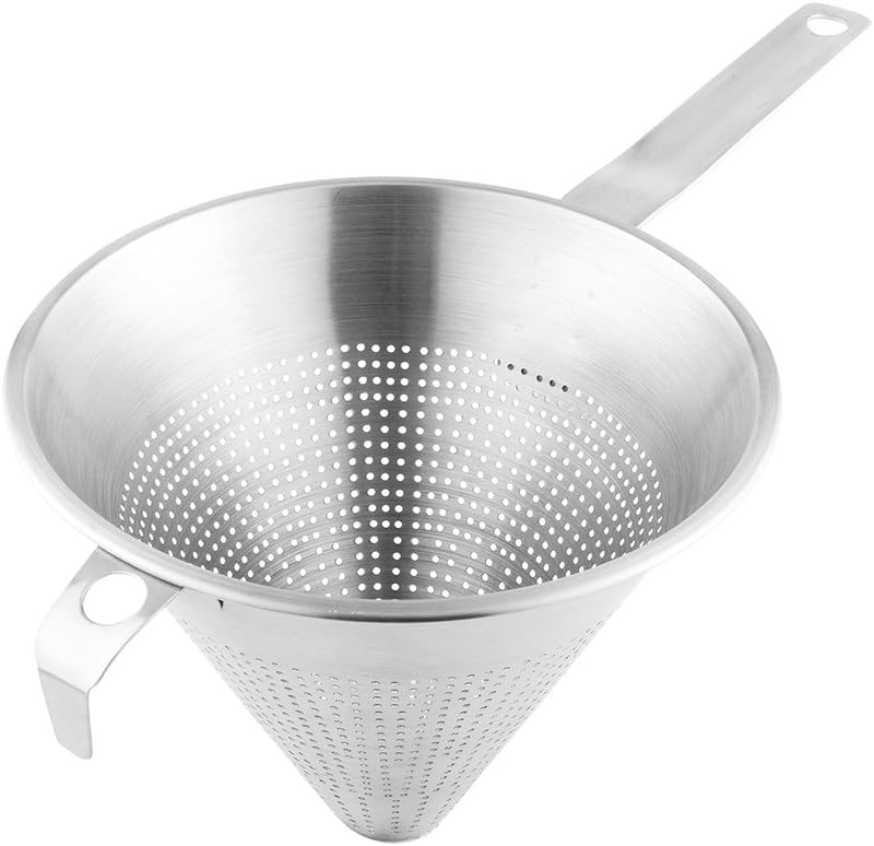 Restaurantware Restaurantware Met Lux 165 Inch x 9 Inch x 85 Inch Cone Strainer 1 With Hook Steel Strainer  ConeShaped Ergonomic Stainless Steel China Cap Strainer For Straining Seeds Beans Sauces And More - Image 2